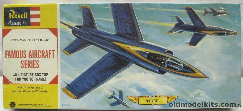 Revell 1/55 Grumman F11-F1 (F11F1) Tiger Blue Angels - Famous Aircraft Series - Lincoln New Zealand Issue, H169 plastic model kit